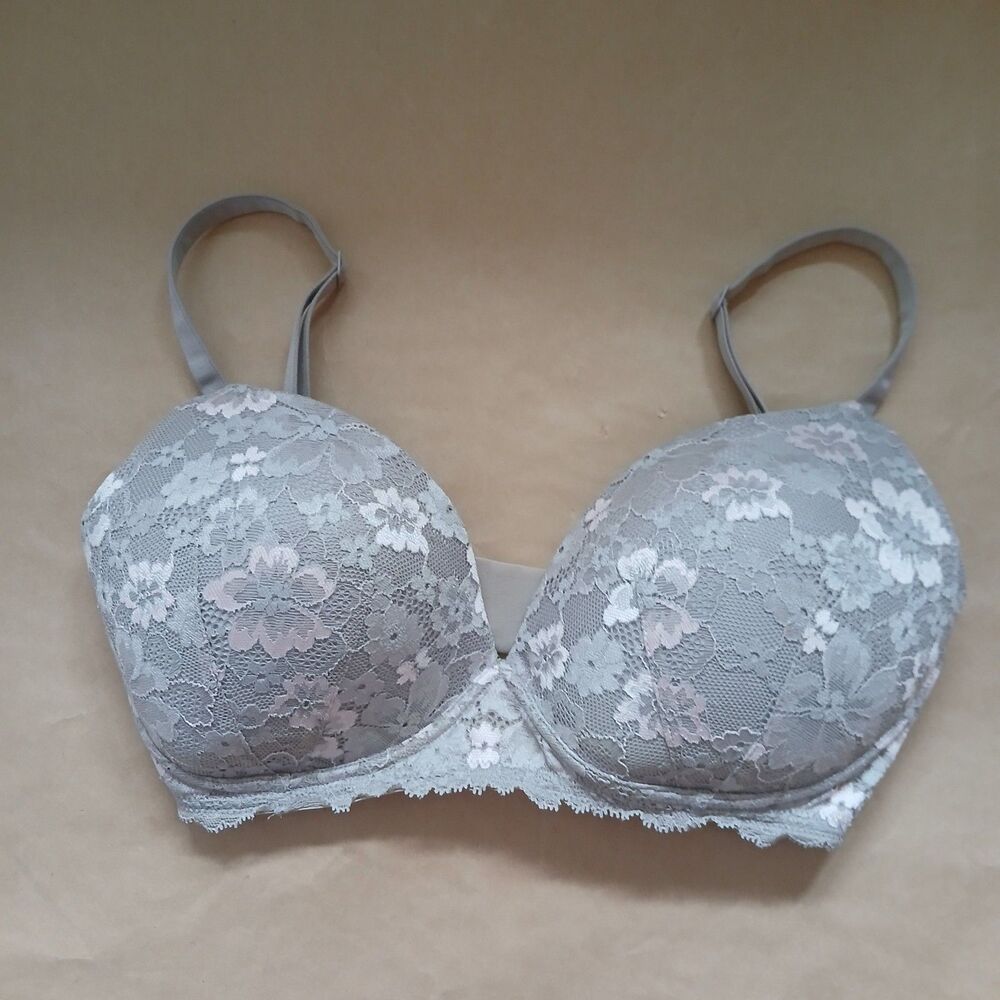 Victoria's Secret Nursing Bra 32DDD Body By Victoria Gray Pink Lace - Picture 1 of 6